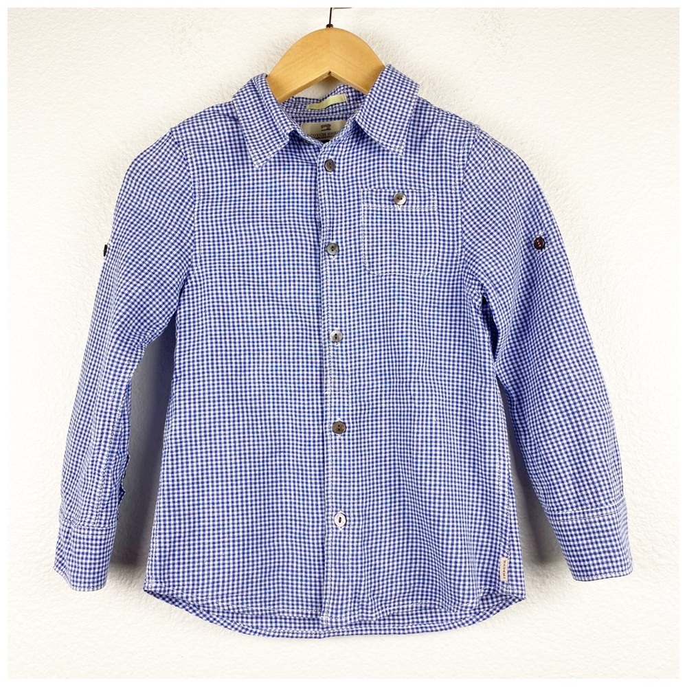 Scotch Shrunk Blue & White Plaid Button Down Size 4